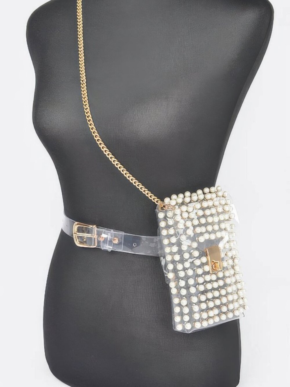 Rhinestone Clear Plus Size Belt Bag W/chain